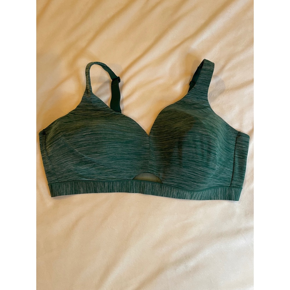 Cacique Green Space Dye Wireless Lounge Bra 46DD‎ Mesh Cutout Adjustable Straps